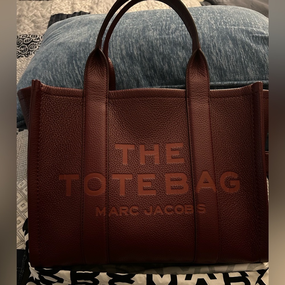 Marc Jacobs Dark Burgundy Leather Tote Bag
